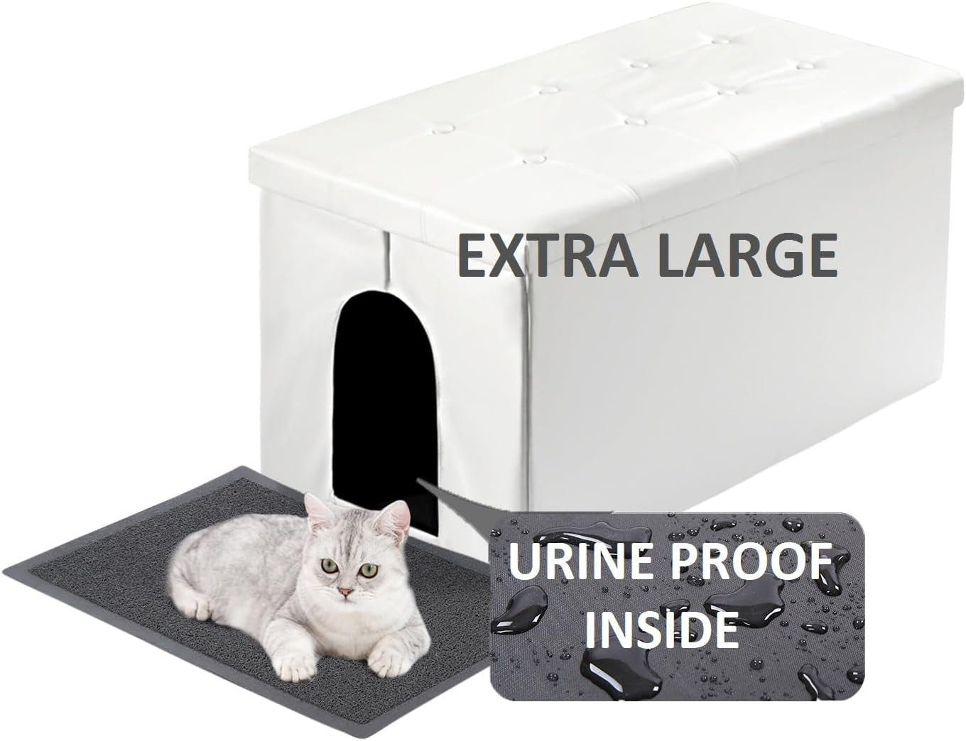 Cat Litter Box Enclosure Furniture Hidden, Cat Washroom Bench Storage Cabinet | Extra Large 36'' X 20'' X 20''| Dog Proof | Waterproof Inside/Easy Clean | Easy Assembly | Odor Control